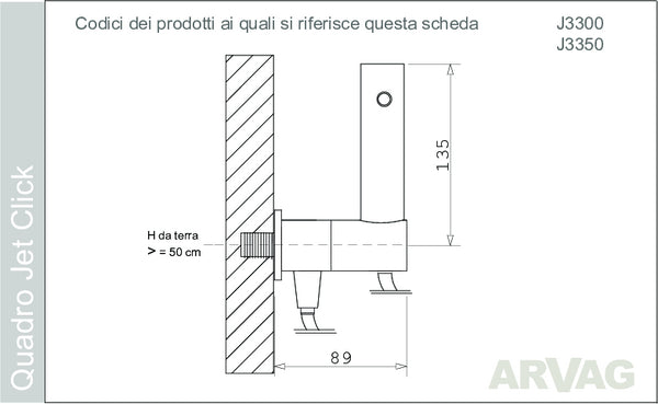 Idroscopino wc con pulsante presa acqua e Flessibile antitorsione cromo lucido Click J3300 Arvag