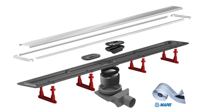 Compact NetLine Canalina doccia a pavimento 55 cm con griglia e scarico Uscita dn 50
