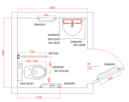 Goman Kit Bagno Disabili completo per allestimento secondo NORMATIVA 12 PEZZI Bianco