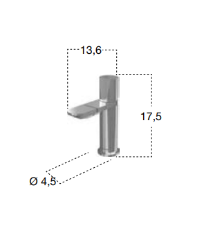 Antonio Lupi Indigo miscelatore Bidet Cromo lucido ND400LU, vista laterale del profilo - Antonio Lupi Design