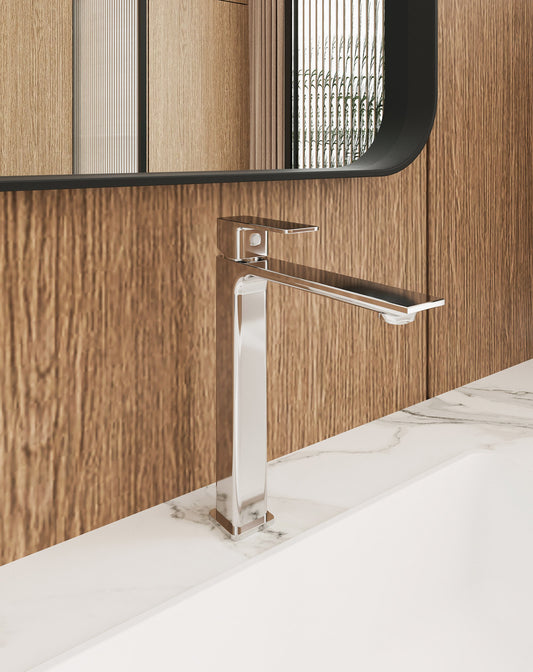 Rubinetto alto per lavabo con flessibili Cromo Ten