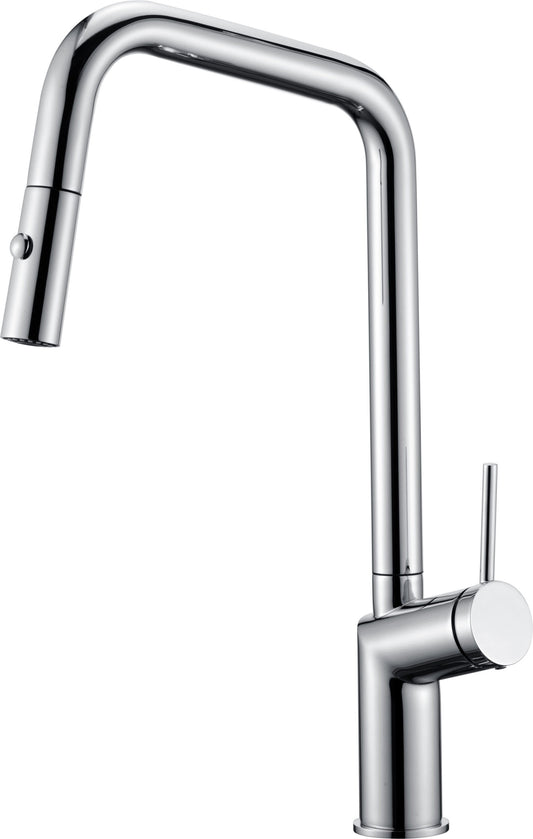 Rubinetto cucina con bocca estraibile monocomando in ottone cromato Monza