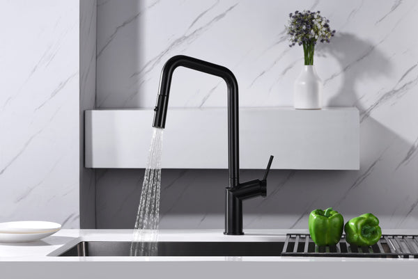 Rubinetto cucina con bocca estraibile monocomando in ottone PVD canna di fucile Monza