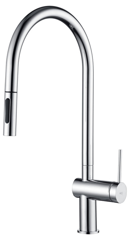 Rubinetto cucina monocomando con bocca estraibile in ottone cromato Novara