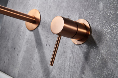 Rubinetto lavabo da incasso a muro oro rosa spazzolato Memo