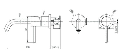 Rubinetto lavabo da incasso a muro monocomando in oro spazzolato Memo