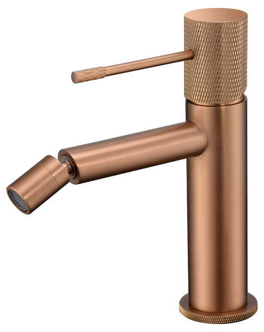 Rubinetto miscelatore bidet senza scarico in ottone oro rosa spazzolato Melin