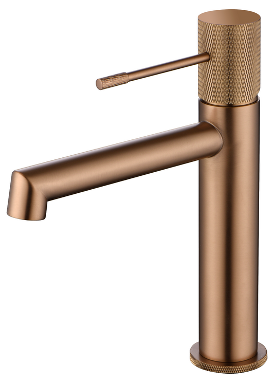 Rubinetto miscelatore monocomando per lavabo senza scarico in ottone oro rosa spazzolato Melin