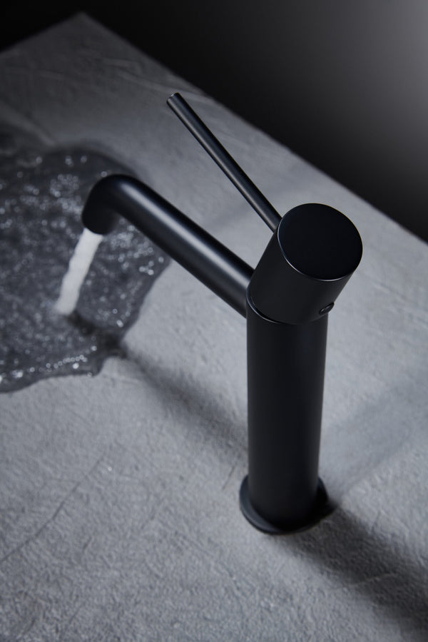 Rubinetto miscelatore per lavabo monocomando senza scarico in ottone nero opaco Memo