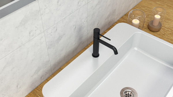 Rubinetto miscelatore per lavabo monocomando senza scarico in ottone nero opaco Memo