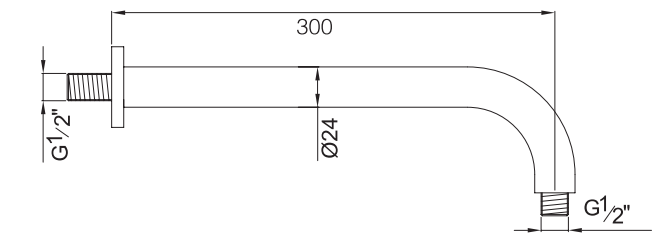 Braccio Doccia Tondo 33 cm Acciaio Cromato, componenti inclusi smontati: corpo incasso, placca e rosone - Exagonshop