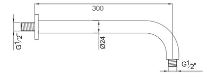Braccio Doccia Tondo 33 cm Acciaio Cromato