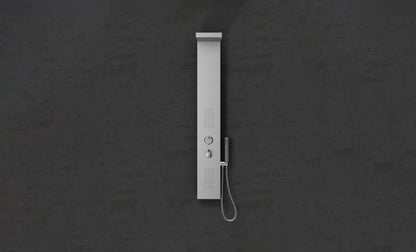 Pannello Doccia 136x20x46 multifunzione con soffione doccetta e getti laterali Inox Satinato Square