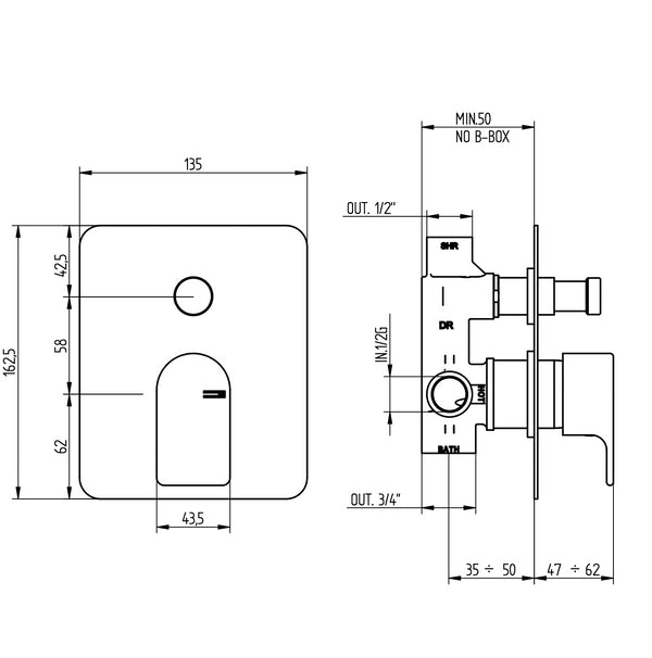 Miscelatore Doccia Parti Esterne 2 vie senza parte incasso Cromo Micheli Bellosta