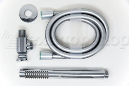 Kit doccetta tonda con flessibile antitorsione 150 cm e presa acqua in ottone Cromo Elliot