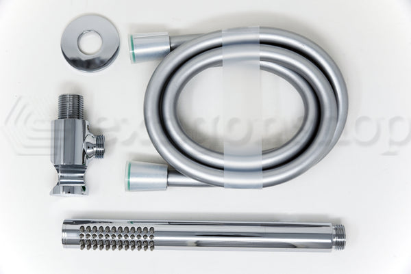 Kit doccetta tonda con flessibile antitorsione 150 cm e presa acqua in ottone Cromo Elliot