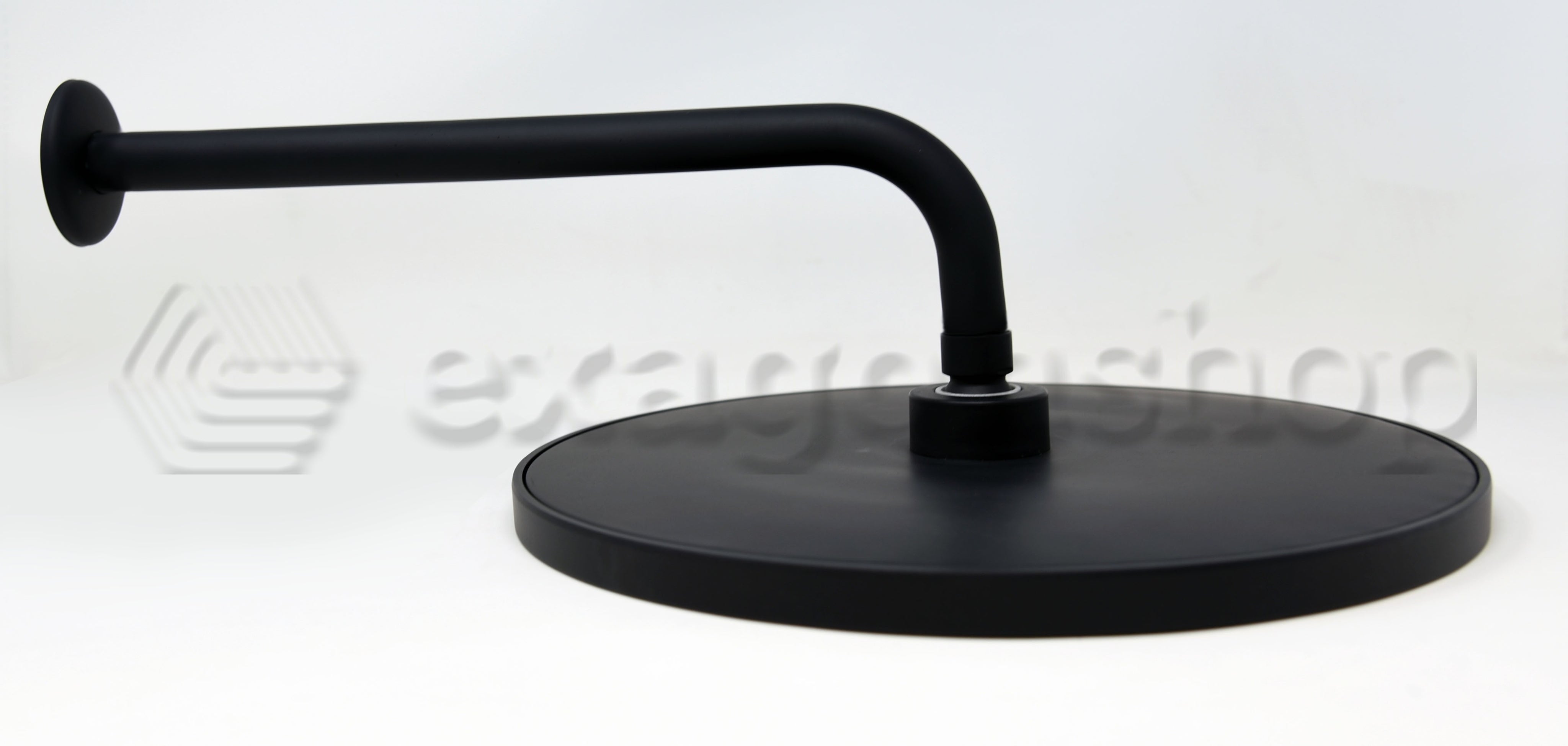 Disegno tecnico con quote di Soffione Doccia 30 cm tondo anticalcare con braccio Soft Nero Opaco - Exagonshop