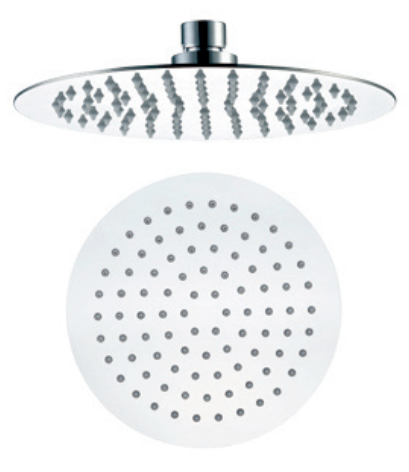 Soffione Doccia 20 cm tondo Slim 2 mm in Acciaio Smart Ottone, dettaglio ravvicinato della finitura e del marchio...