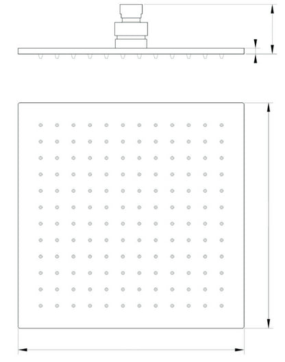 Soffione Doccia 20x20 quadrato Slim Spessore 2 mm in Acciaio cromo