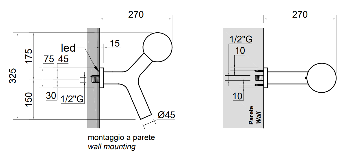Antonio lupi Apollo 2 soffione a parete con illuminazione, componenti inclusi smontati: corpo incasso, placca e rosone...