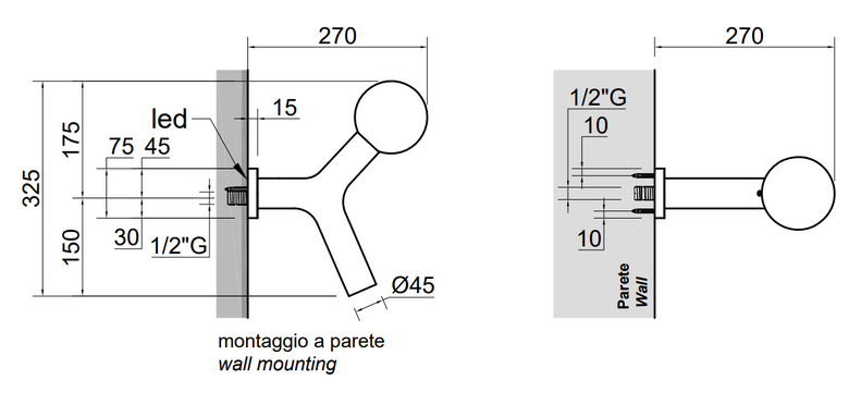 Antonio lupi Apollo 2 soffione a parete con illuminazione, componenti inclusi smontati: corpo incasso, placca e rosone...