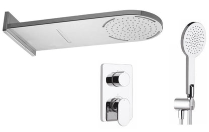 Nikles Piano Duo set doccia con miscelatore soffione slim illuminato led getto cascata doccetta e corpo incasso cromo