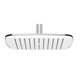 Nikles Pearl Soffione Doccia 25x25 Quadro slim cascata e in cromato, vista frontale della maniglia e della bocca di...