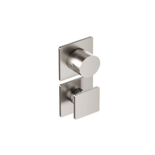 Treemme 5mm miscelatore doccia monocomando con maniglia Acciaio in satinato, vista frontale della maniglia e della bocca...