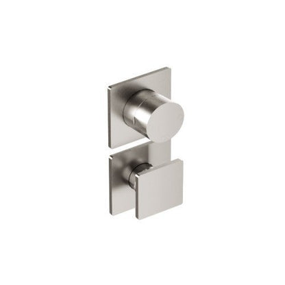 Treemme 5mm miscelatore doccia monocomando con maniglia quadra deviatore 2 uscite 2 piastrine senza parte incasso inox satinato