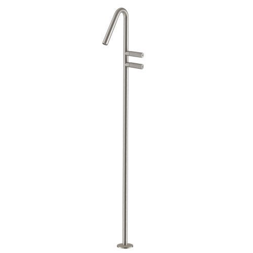 Treemme 22mm miscelatore lavabo da terra parti esterne Acciaio, vista frontale su sfondo bianco - Rubinetterie Treemme