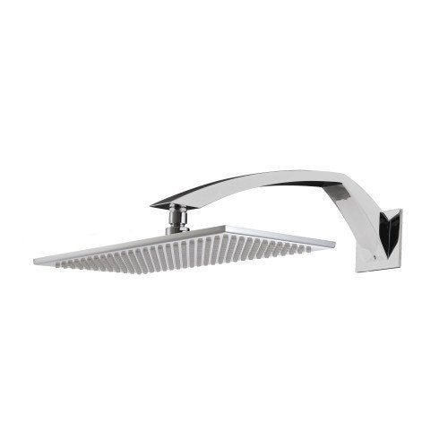 Treemme Arche RWIT0247CC01 soffione doccia 26x36 a parete Cromo Lucido, vista frontale della maniglia e della bocca di...