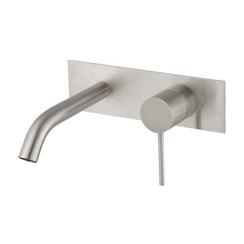 Treemme 40mm miscelatore lavabo a muro senza parte incasso Acciaio in acciaio inox e satinato ambientato su piano bagno...