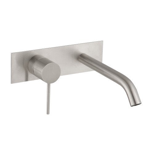 Treemme 40mm miscelatore lavabo a muro senza parte incasso Acciaio in acciaio inox e satinato ambientato su piano bagno...