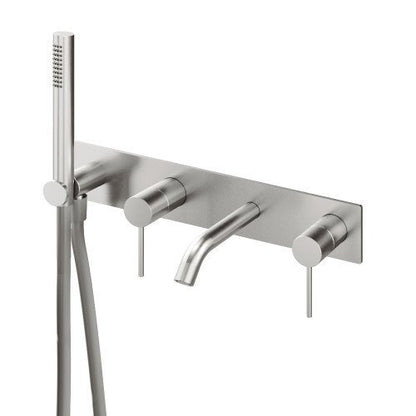 Treemme 40mm miscelatore vasca monocomando a muro con doccetta e bocca senza parte incasso inox satinato