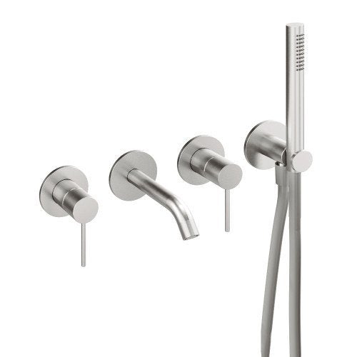 Treemme 40mm RWIT13D8IS04 miscelatore vasca a muro con bocca e doccetta senza parte incasso inox satinato