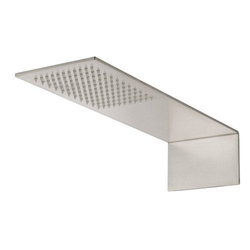 Treemme 3.6 RWIT2847IS01 soffione slim a parete 46x15 in in acciaio inox e satinato, vista frontale della maniglia e...