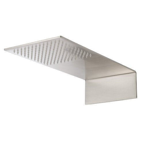 Treemme 3.6 RWIT2847IS02 soffione 46x22 slim a parete in in acciaio inox e satinato, vista frontale della maniglia e...