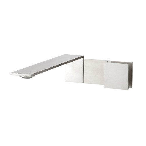 Treemme 5mm miscelatore lavabo a muro monocomando 23 cm Acciaio in acciaio inox e satinato ambientato su piano bagno con...