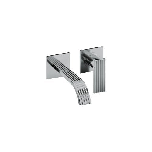 Treemme Los miscelatore lavabo 185 mm senza parte incasso Cromo Lucido ambientato su piano bagno con accessori...
