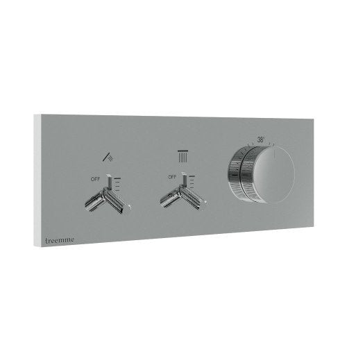 Treemme Watt RWIT2B89CC01 miscelatore doccia monocomando 2 Cromo Lucido, vista frontale della maniglia e della bocca di...