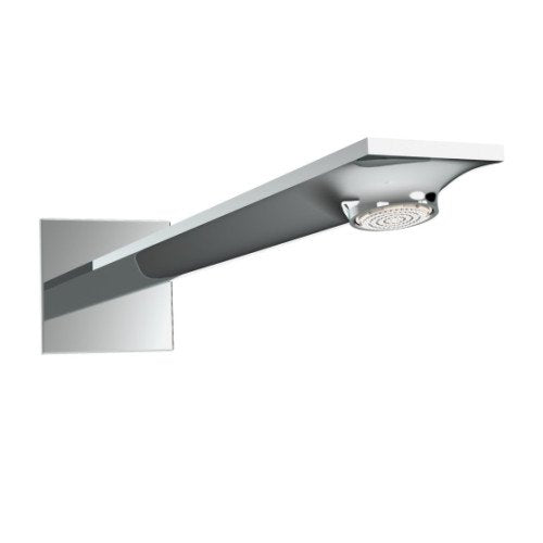 Treemme Q30 RWIT4B47CC01 soffione doccia 36 cm a parete Cromo Lucido, vista frontale della maniglia e della bocca di...