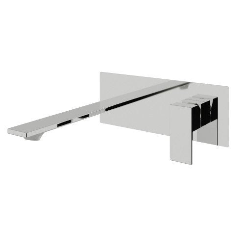 Treemme Q30 RWIT4BA5CC01 miscelatore lavabo incasso 180 mm Cromo Lucido ambientato su piano bagno con accessori...