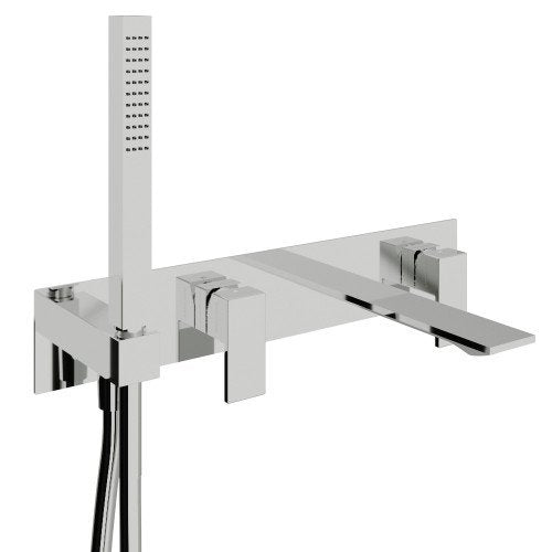 Treemme Q30 RWIT4BD7CC01 miscelatore monocomando vasca Cromo Lucido visto dall'alto con superficie e piletta di scarico...