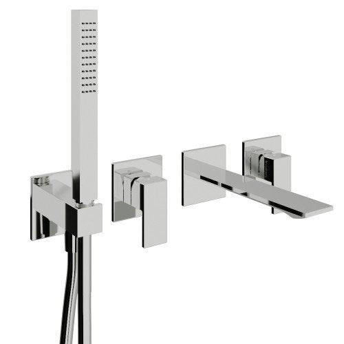 Treemme Q30 RWIT4BD8CC01 miscelatore monocomando vasca Cromo Lucido visto dall'alto con superficie e piletta di scarico...