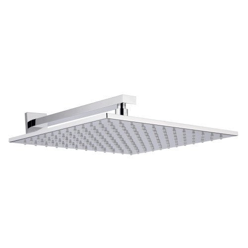 Treemme Q30 soffione doccia 25x25 a parete anticalcare cromo Cromo Lucido, vista frontale della maniglia e della bocca di...