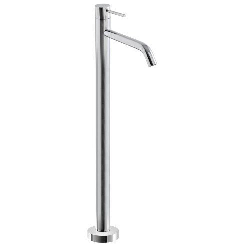 Treemme Up+ miscelatore lavabo a pavimento monocomando Cromo Lucido, vista frontale su sfondo bianco - Rubinetterie Treemme