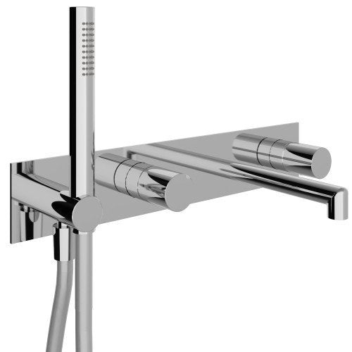 Treemme T30 RWIT5BD7CC01 miscelatore monocomando vasca Cromo Lucido visto dall'alto con superficie e piletta di scarico...