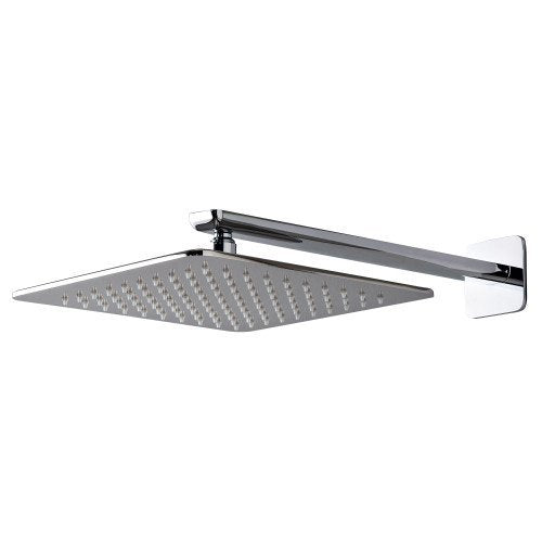 Treemme Hask soffione doccia 25x25 a parete anticalcare in Cromo Lucido in ottone, vista frontale della maniglia e della...