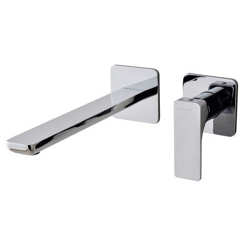 Treemme Hask RWIT6AC6CC03 miscelatore lavabo incasso 233 mm Cromo Lucido ambientato su piano bagno con accessori...