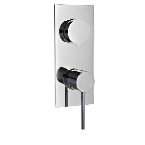 Treemme Up+ Miscelatore doccia monocomando con deviatore 3 Cromo Lucido, vista frontale della maniglia e della bocca di...